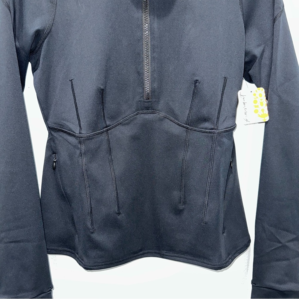 NWT Free People Run The Course Half Zip Up Layer Black Long Sleeve Gym Running - Picture 6 of 10